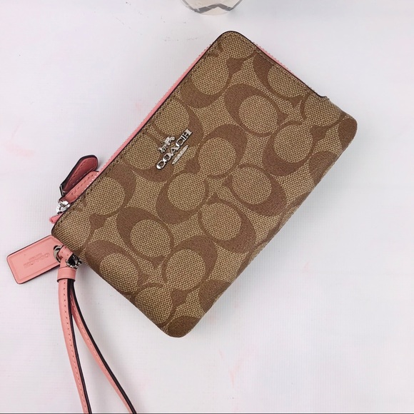 Authentic Coach Double Zip Brown Wristlet Wallet - Picture 2 of 8